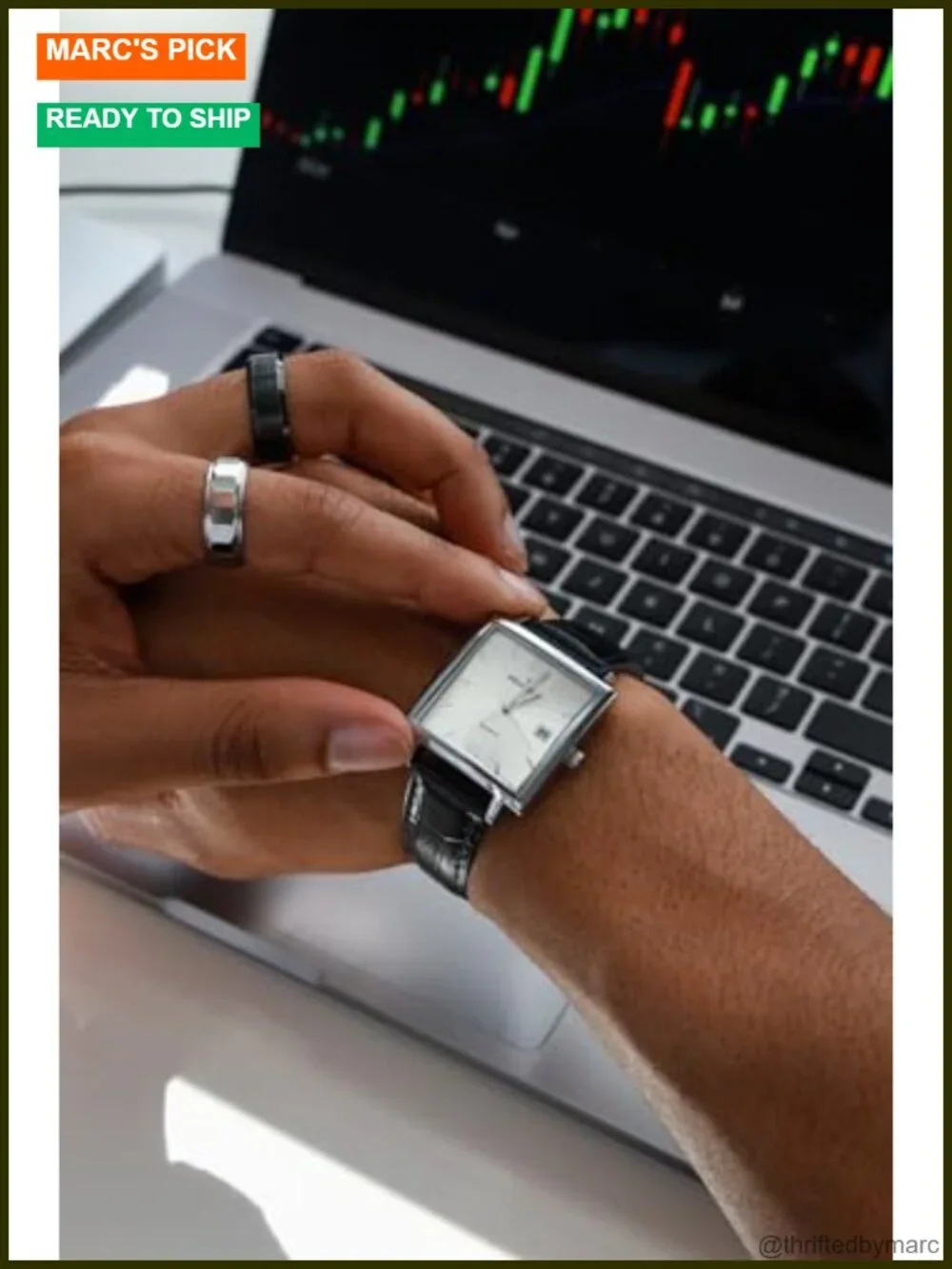 Square Quartz Dress Watch Genuine Leather Strap Gold Plated Case